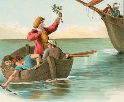 Les marins de Colomb trouvant des signes de terre - English School
