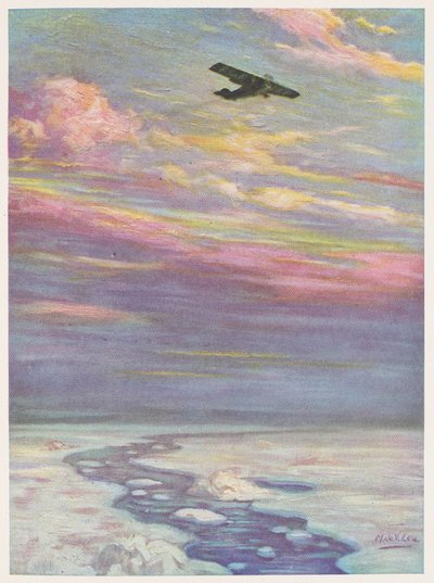 Le commandant Richard E. Byrd survolant le pôle Nord dans son monoplan - English School