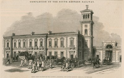 Achèvement du South-Eastern Railway : Grande gare commune de la Croydon, Brighton et Dover Railway Company, Southwark, Londres - English School