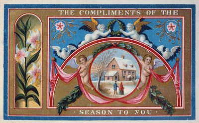 "Compliments de la saison", carte victorienne - English School