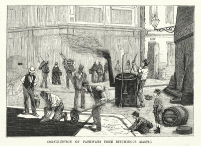 Construction de chemins en mastic bitumineux (gravure) - English School