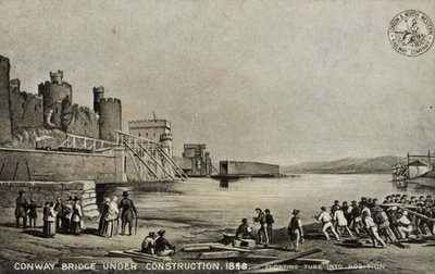Pont de Conway en construction, 1848 - English School