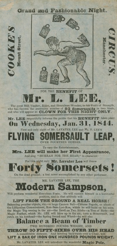 Cirque de Cooke, au bénéfice de Lavater Lee, 31 janvier 1844 - English School