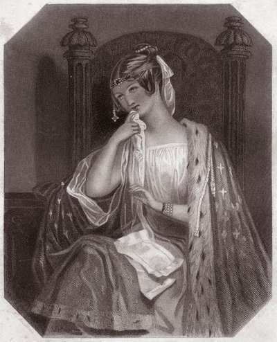 Cordelia (Le Roi Lear) - dans - "Galerie des femmes de Shakespeare, collection de quarante-cinq portraits sérieux par les premiers artistes de Londres, enrichie de notices critiques et littéraires" vers 1838 - English School