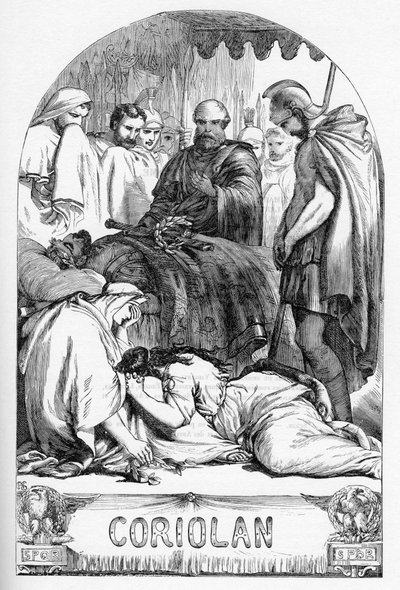 Coriolan - Illustration dans « Œuvres complètes de William Shakespeare » 1866 - Les illustrations et la forme générale de cette édition sont empruntées au Shakespeare illustré de Cassell, publié à Londres - English School