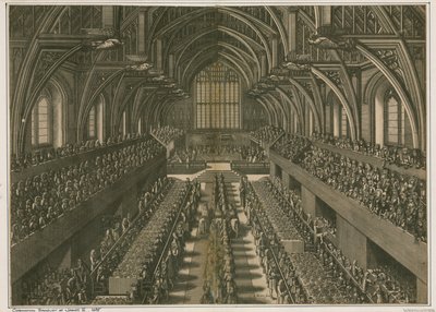 Banquet de couronnement de Jacques II, 1685, à Westminster Hall, Londres - English School