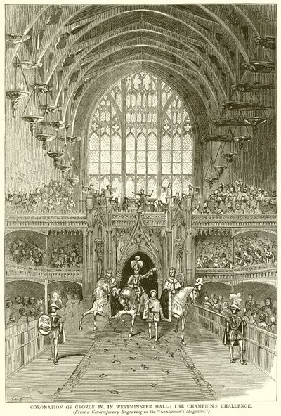 Couronnement de George IV. dans la salle de Westminster : Le défi du champion - English School
