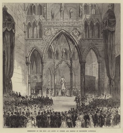 Couronnement du roi et de la reine de Suède et de Norvège dans la cathédrale de Trondhjem - English School