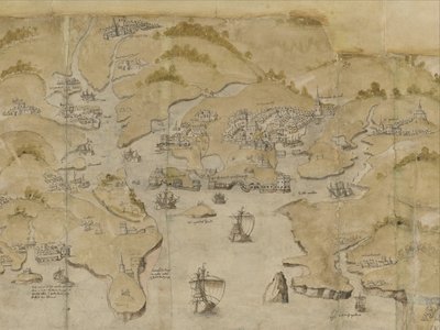Carte de la côte entre Fowey et Salcombe, y compris Plymouth. Partie d