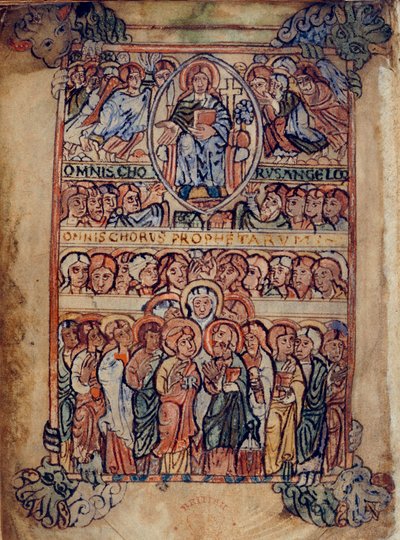 Le Christ en majesté entouré des instruments de la Passion, et des chœurs d