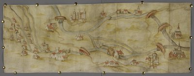 Carte de la rivière Trent et de ses affluents entre Nottingham et Newark, c.1540 - English School
