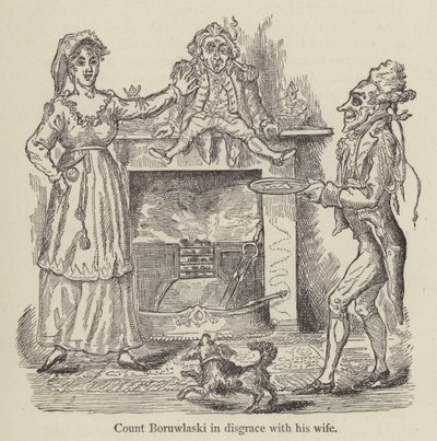 Le comte Boruwlaski en disgrâce avec sa femme (gravure) - English School