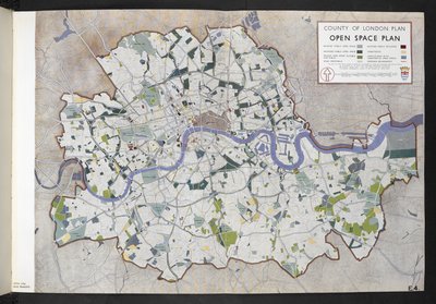 Plan des espaces ouverts du comté de Londres / préparé pour le conseil du comté de Londres par J.H. Forshaw et Patrick Abercrombie - English School