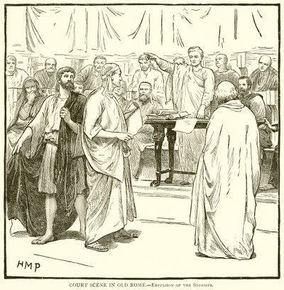 Scène de cour dans la vieille Rome.--Expulsion des sophistes - English School