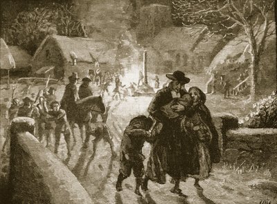 Covenanters expulsant un clergyman épiscopalien (illustration de Cassells Illustrated History of England) - English School