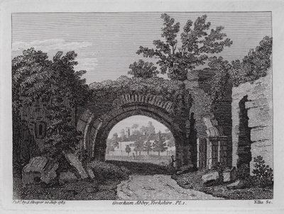 Abbaye de Coverham, Yorkshire (gravure) - English School