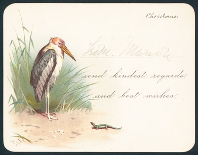 Grue et lézard, carte de Noël - English School