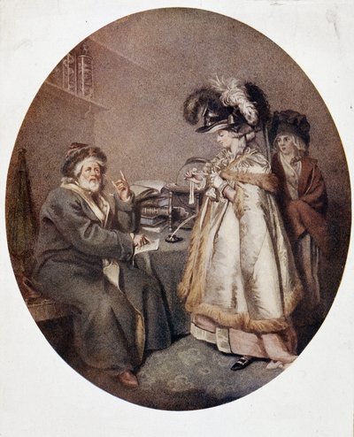 Femme crédule et astrologue, image anglaise, n.d. 18ème siècle - English School