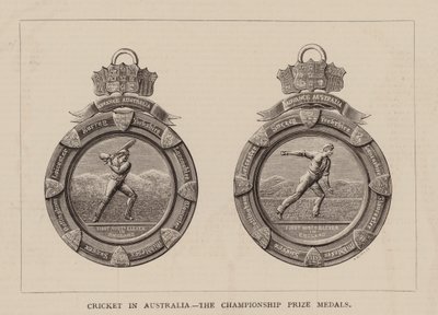 Cricket en Australie, médailles de prix du championnat (gravure) - English School
