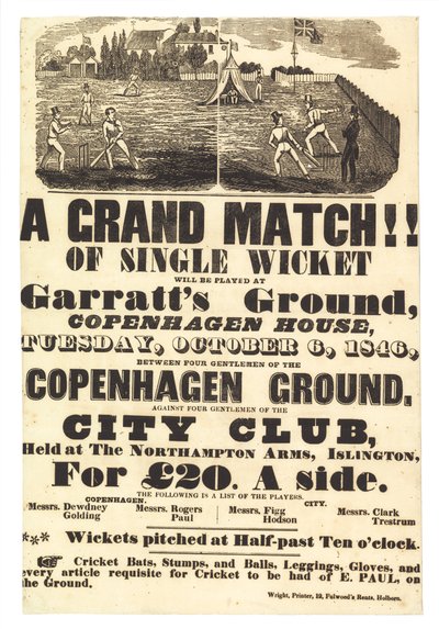 Match de cricket, 6 octobre 1846 - English School