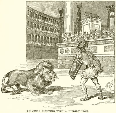 Criminel combattant avec un lion affamé - English School