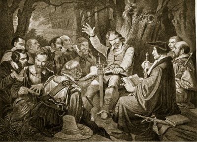 Cromwell avant la bataille de Dunbar, 1650, illustration de Hutchinsons Story of the British Nation, c.1923 - English School