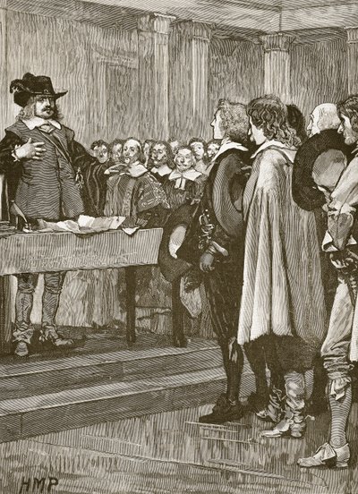 Cromwell refusant la couronne (illustration de Cassells Illustrated History of England) - English School