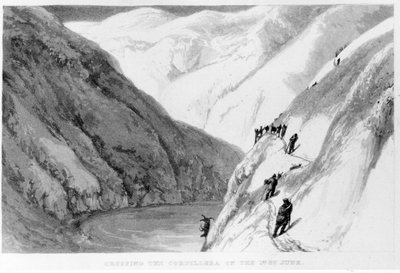 Traversée de la Cordillère le 1er juin, de Travels in South America par Alexander Caldcleugh, 1825 - English School
