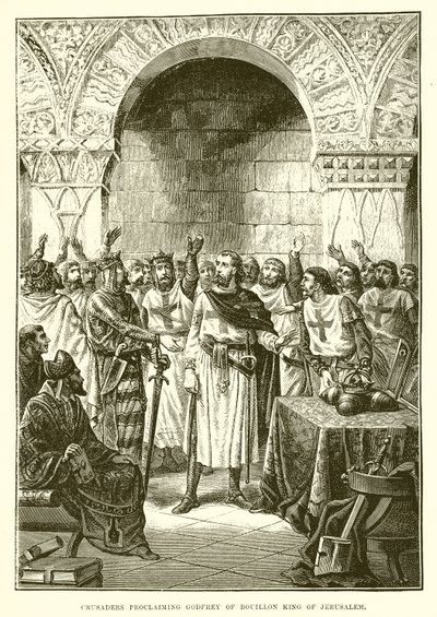 Les croisés proclamant Godefroy de Bouillon roi de Jérusalem - English School