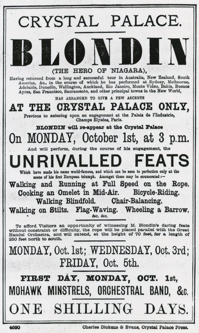 Crystal Palace. Blondin. Le Héros du Niagara - English School