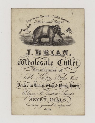 Coutelier, J Brian, carte de visite - English School
