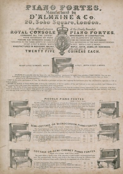 Fabricants de pianos DAlmains, Soho Square - English School
