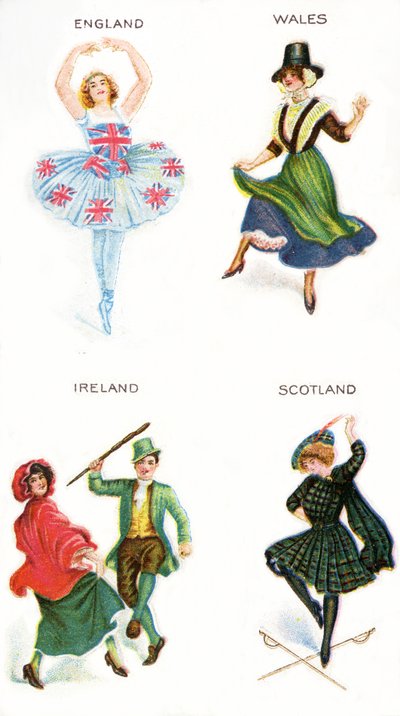 Danseurs des îles britanniques, cartes de cigarettes, 1915 - English School