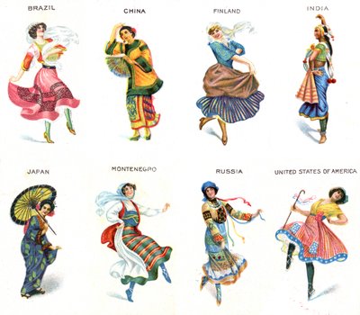 Danseurs du monde, cartes de cigarettes, 1915 - English School
