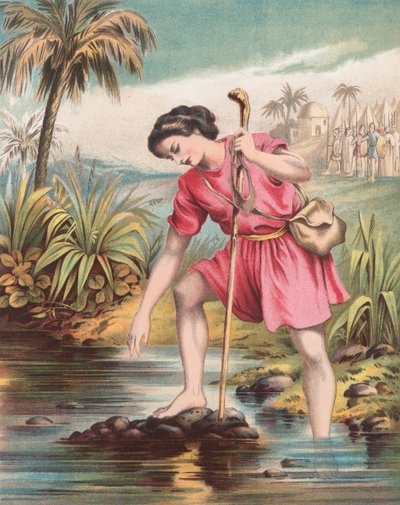 David choisissant les pierres - English School