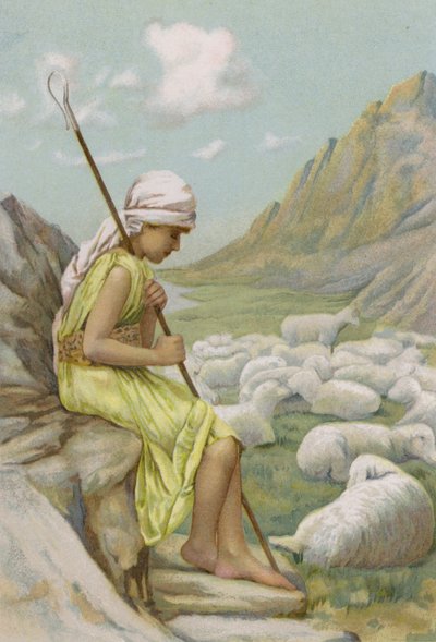 David nourrissant les moutons - English School