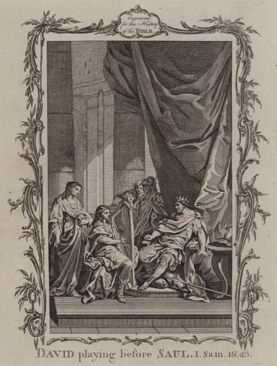 David jouant devant Saül (gravure) - English School