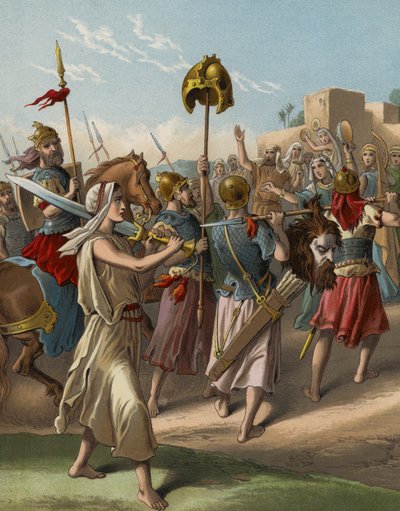 David revenant du massacre des Philistins - English School