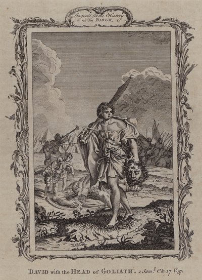 David avec la tête de Goliath (gravure) - English School