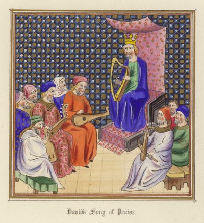 Le Chant de Louange de David (lithographie en couleur) - English School