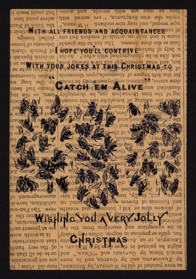 Mouches mortes, carte de vœux de Noël - English School