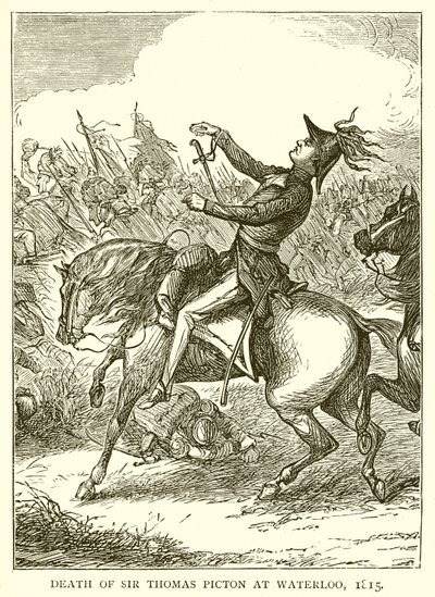 Mort de Sir Thomas Picton à Waterloo, 1815 - English School