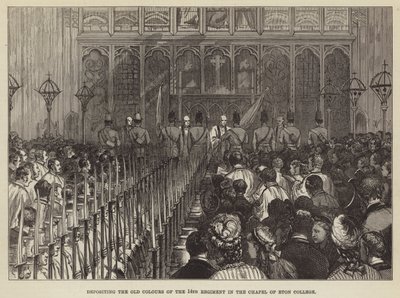 Dépôt des anciennes couleurs du 14e régiment dans la chapelle du collège d