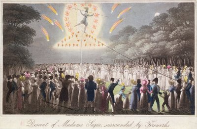 Descente de Madame Saqui, entourée de feux d