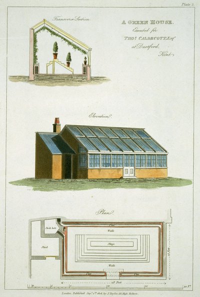 Conception pour une serre, exécutée pour Thomas Caldecott à Dartford, Kent, 1806 - English School
