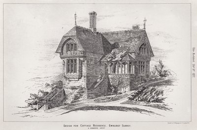 Conception pour une résidence de cottage, Ewhurst, Surrey (gravure) - English School
