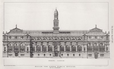 Conception pour les bureaux publics de Leeds (gravure) - English School