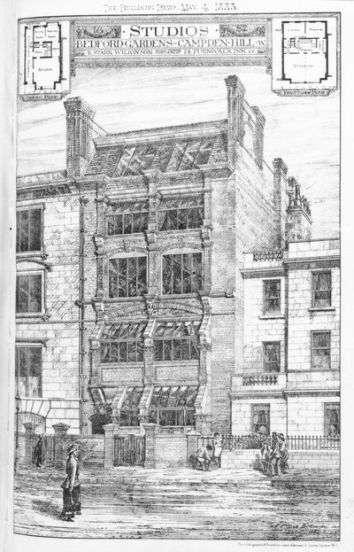 Conception pour les studios à Bedford Gardens, Campden Hill, Londres, de 