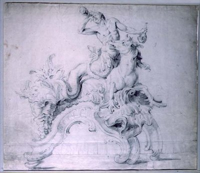 Conception pour un chenet en bronze doré, conçu par Lambert-Sigisbert Adam - English School