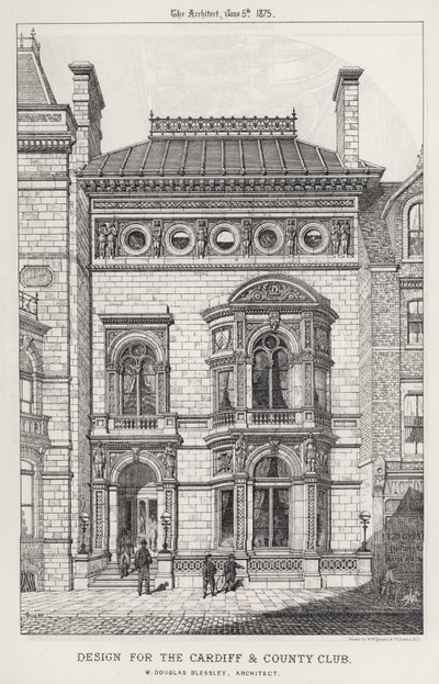 Projet pour le Cardiff and County Club (gravure) - English School
